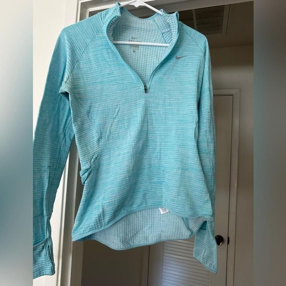 Nike Dri-Fit Long sleeve Long sleeve Turquoise Blue Workout Sweat Resistant Top